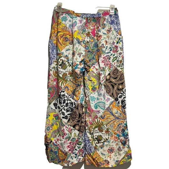 Tolani Collection Womens Pants Multicolor Medium Straight Leg Paisley Palazzo - Picture 3 of 16